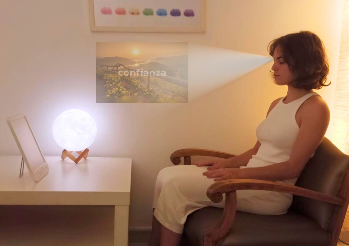 Mujer realizando terapia fosfénica